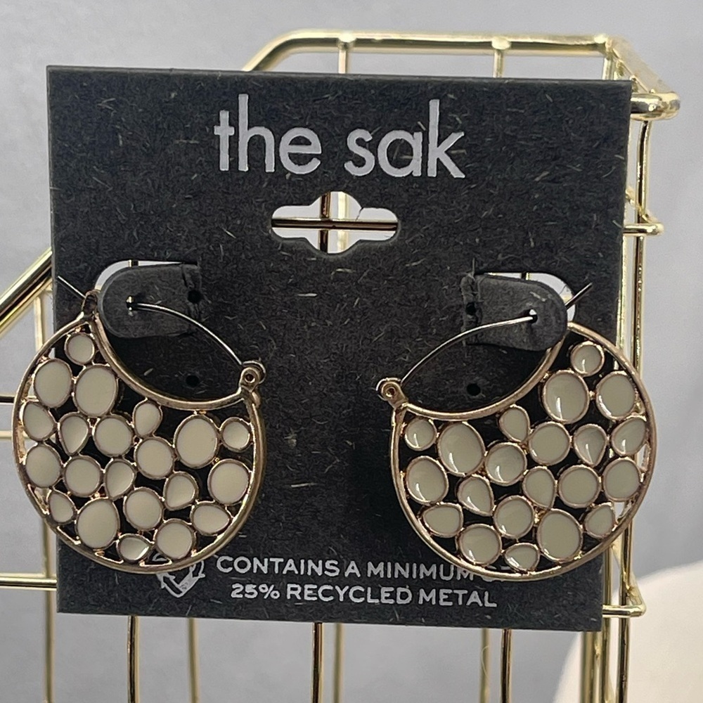 The Sak NWT gold tone ivory pebble earrings